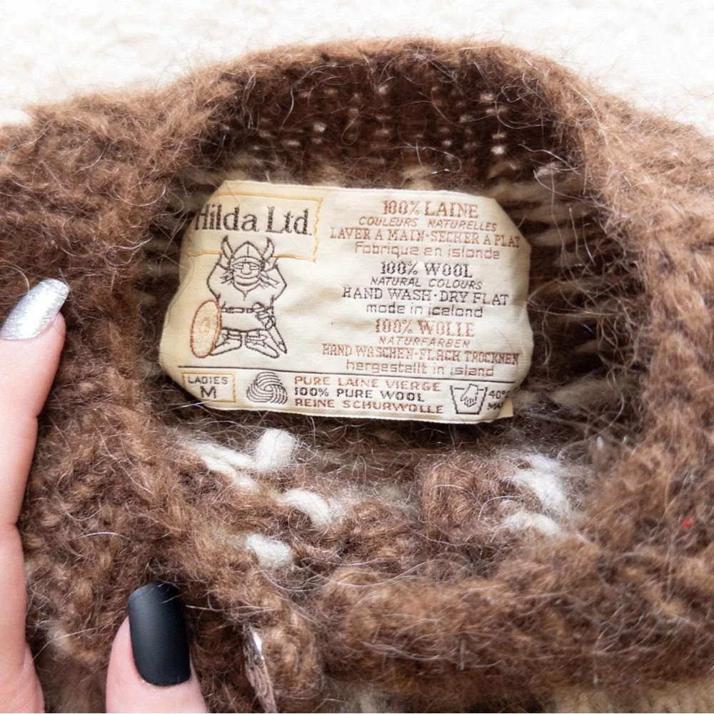 Cozy Brown and Cream Icelandic Women's Sweater - Picture 5 of 8